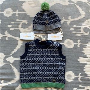 NWT! Roberto Cavalli baby vest and beanie set
